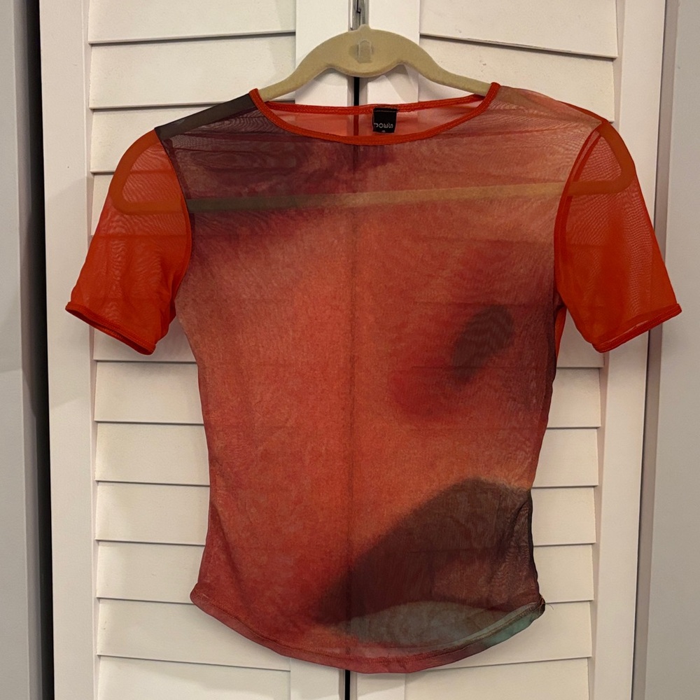 90s Vintage Sheer Orange Top